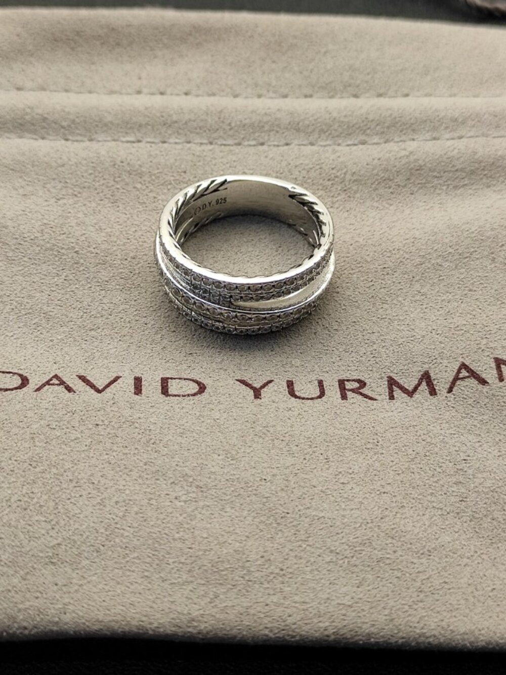 💯💯💯David Yurman full diamond cross ring. Sizes: 6-7-8-9 - Picture 2 of 6